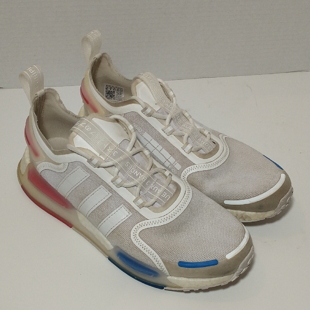 Adidas NMD J3 Red, White, And Blue, Men's Size 8 1/2, Sneaker, Athletic